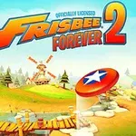 Farebná krajina s dreveným mostom, veterným mlynom a lietajúcim frisbee