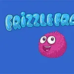 Na modrom pozadí sa nachádza názov Frizzle Fraz 6 a usmievavá ružová chlpatá postavička s veľkými očami