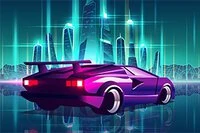 Hra s jazdou aut v futuristickom štýle