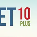 Nápis GET 10 PLUS v modrej, červenej a zelenej farbe na svetlom pozadí