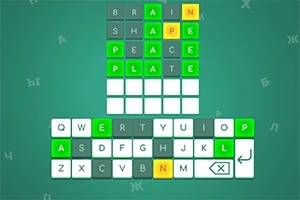 Zeleno-žlto-sivá mriežka na zelenom pozadí s klávesnicou QWERTY v spodnej časti