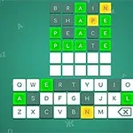 Zeleno-žlto-sivá mriežka na zelenom pozadí s klávesnicou QWERTY v spodnej časti
