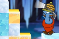 Hoď krompáč na rovnaké kocky v ľadovej jaskyni pre body a dokončenie