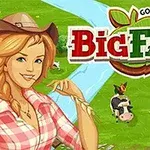 Žena v kovbojskom klobúku stojí na farme pri rieke so stromami, voľne sa pasúcimi kravami a názvom hry zobrazenými v pozadí