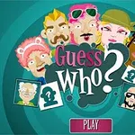 Ilustrácia rôznych kreslených postáv obklopujúcich nápis Guess Who?
