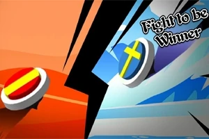 Dve vlajky v symbole kruhu proti sebe s textom Fight to be Winner