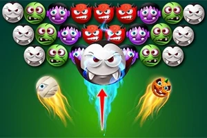 Farebné guľaté tváre s emóciami, vampírskou tematikou a rôznymi výrazmi, na tmavom pozadí, usporiadané v trojuholníkovom tvare