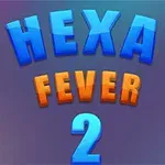 Farebný nápis HEXA FEVER 2 na tmavofialovom pozadí