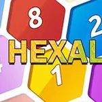 Farebné šesťuholníky s číslami a nápisom HEXALAU uprostred