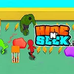 Farebné postavičky pohybujúce sa po hernej mape s nápisom Hide N Seek