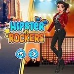 Dvaja kreslení tínedžeri, jeden oblečený ako hipsterka a druhý ako rockerka, s názvom Hipster vs Rockers medzi nimi