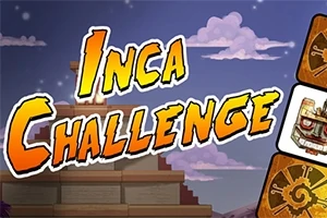 Nadpis Inca Challenge s obrázkami inšpirovanými Inkami a pyramídou v pozadí