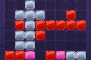 Farebné bloky v tvare štylizovaného T na tmavom mriežkovom pozadí