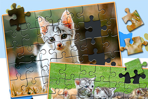 Puzzle s obrázkom mačiatka, niektoré dieliky chýbajú