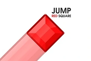 Červený štvorec na ružovej šikmej ploche s nápisom Jump Red Square