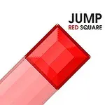 Červený štvorec na ružovej šikmej ploche s nápisom Jump Red Square