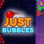 Farebná grafika s bublinami na tmavom pozadí a nápisom Just Bubbles