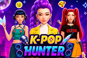 Tri štýlové K-pop speváčky v pestrých outfitoch na neónovom fialovom pozadí s reproduktormi a disco guľou