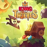 Animované postavy skáču okolo pokladu a truhlice v džungľovom prostredí s logom a korunou