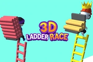 Dve postavičky stúpajú po rebríkoch s nápisom 3D Ladder Race medzi nimi