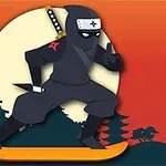 Ninja na skateboarde pred veľkým mesiacom s oranžovým pozadím a siluetami stromov