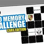 Logá známych automobilových značiek na hracej ploche s názvom Logo Memory Challenge Cars Edition
