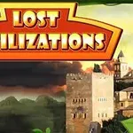 Nápis Lost Civilizations na pozadí krajiny s hradbami a zelenými kopcami