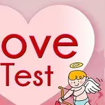 Srdce s nápisom Love Test a kreslený anjelik s lukom a šípom