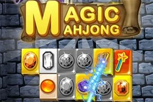 Farebný herný panel s drahokamami a magickou paličkou na kamennej pozadí