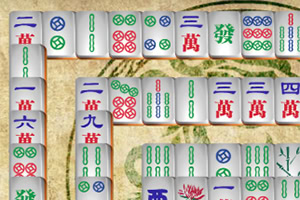 Mahjong Connect 2 Online Tradičné dlaždice s čínskymi znakmi a symbolmi uložené na sebe v štvorcovom vzore
