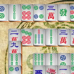 Mahjong Connect 2 Online Tradičné dlaždice s čínskymi znakmi a symbolmi uložené na sebe v štvorcovom vzore