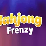 Farebné logo s textom Mahjong Frenzy na purpurovom a modrom pozadí