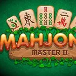 Na obrázku sú štyri mahjongové kamene so znakmi nad nápisom MAHJONG MASTER II