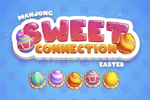 Farebný nápis Sweet Connection s veľkonočnými vajíčkami na modrom pozadí