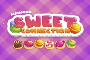 Farebný nápis Sweet Connection na fialovom pozadí s cukríkmi rôznych tvarov a farieb