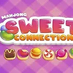 Farebný nápis Sweet Connection na fialovom pozadí s cukríkmi rôznych tvarov a farieb