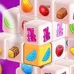 3D kocky s farebnými obrázkami sladkostí a ovocia na fialovom pozadí
