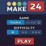 Herné menu s možnosťami Practice a Arcade, nastavením obtiažnosti a tlačidlom Play
