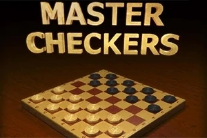 Hra dáma s názvom Master Checkers zobrazená so svetlými a tmavými figúrkami na šachovnici