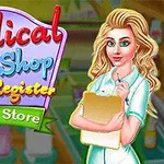 Na obrázku je ilustrácia ženy v zdravotníckej uniforme, ktorá drží klipboard, s farebným nápisom a medicínskymi produktmi na pozadí