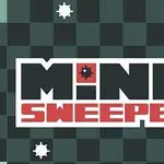 Názov Mine Sweeper s ikonami mín na šachovnicovom pozadí a žltým číslom v rohu