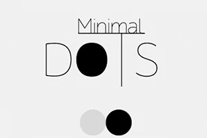 Minimalistický dizajn s nápisom Minimal Dots a dvoma farebnými bodkami na svetlom pozadí
