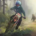 Motorkár v lese uniká pred medveďom