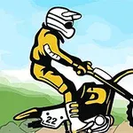 Motorkár v žltej kombinéze jazdiaci na terénnej motorke na prašnej ceste