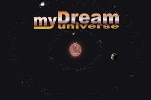 Text myDream universe je zobrazený nad vesmírnou scénou s planétami a hviezdnym pozadím