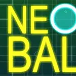Nápis Neon Ball v žltej farbe s kruhom v tvare lopty namiesto písmena O na tmavozelenom pozadí s jemnou mriežkou