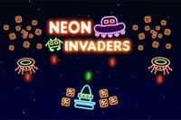 Rozstreľ všetkých mimozemšťanov v hre Neon Invaders s neonovým vesmírnym