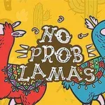 Dve animované lamy, jedna červená a druhá modrá, s nápisom No Prob Lamas na žltom pozadí s kaktusmi