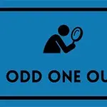 Silueta osoby s lupou nad nápisom ODD ONE OUT na modrom pozadí
