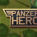 Tank s názvom Panzer Hero na trávnatom teréne s kolesovými stopami a okolím pokrytým stromami